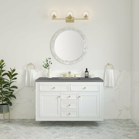 James Martin Vanities Chicago 48in Single Vanity, Glossy White w/ 3 CM Grey Expo Top 305-V48-GW-3GEX